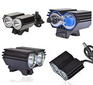 High-Tec LED X2 Fahrradlampe CREE XM-L U2 mit 1800lm inkl. 4800mAh Akkupack,Stirnband und Ladegerät Komplett-Set